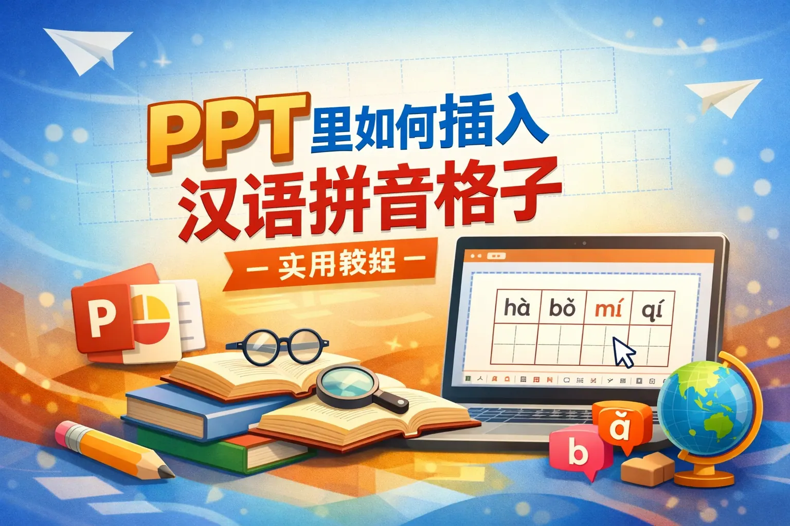 PPT里如何插入汉语拼音格子