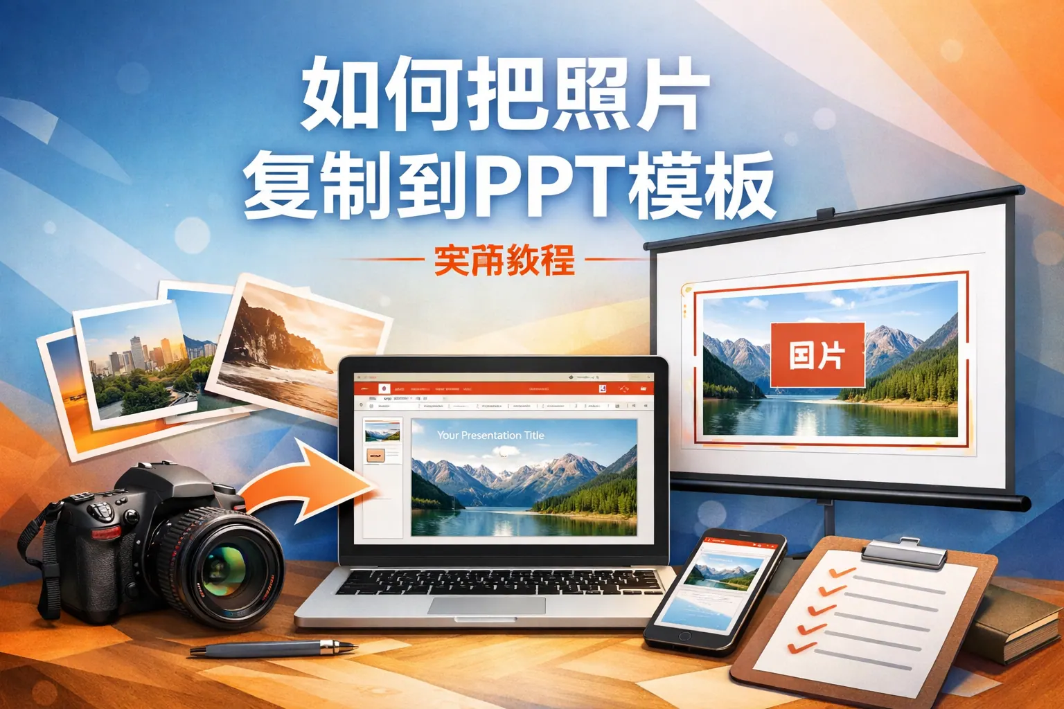 如何把照片复制到ppt模板