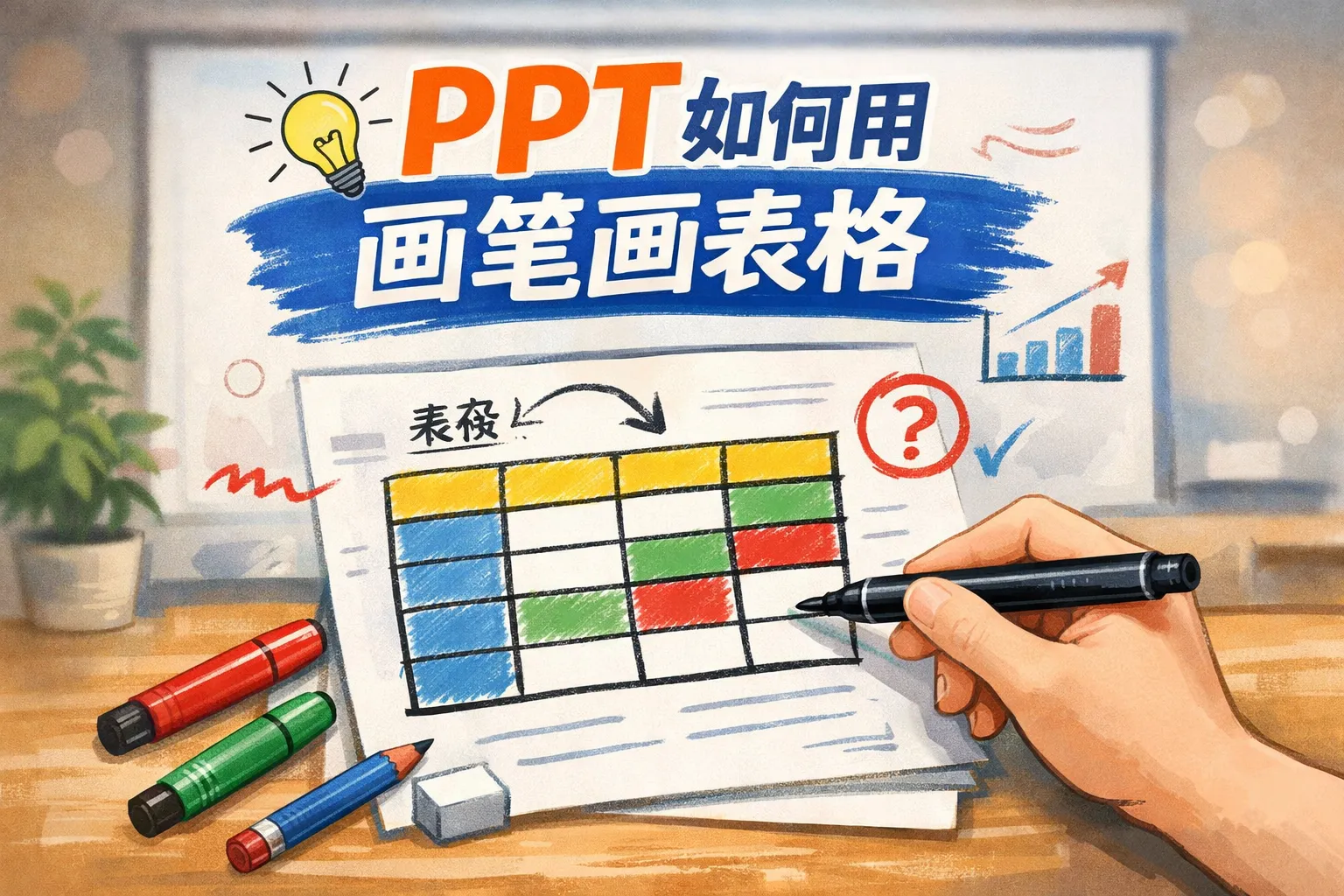 ppt如何用画笔画表格