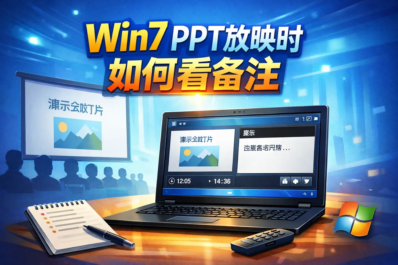win7 ppt放映时如何看备注