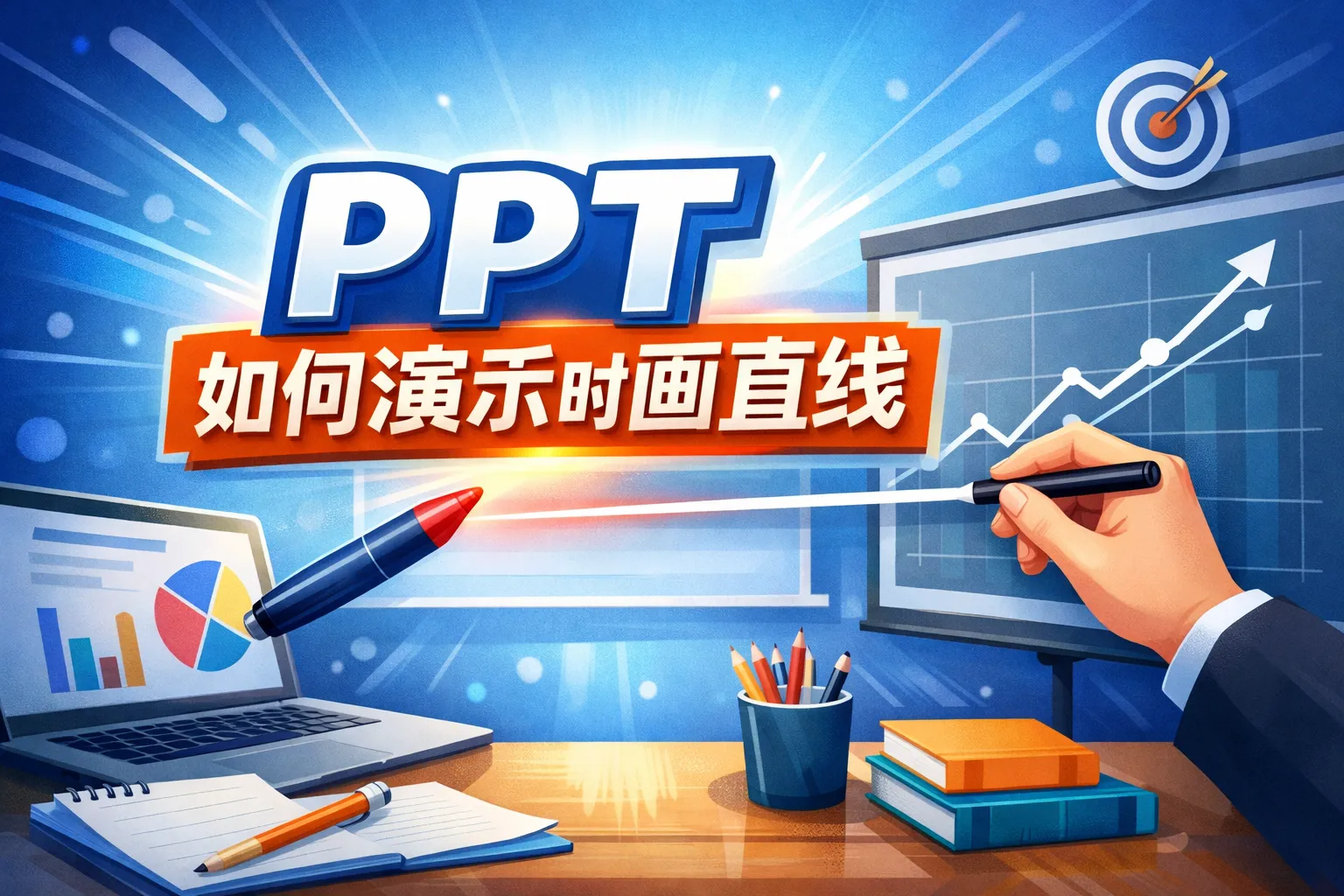 ppt如何演示时画直线