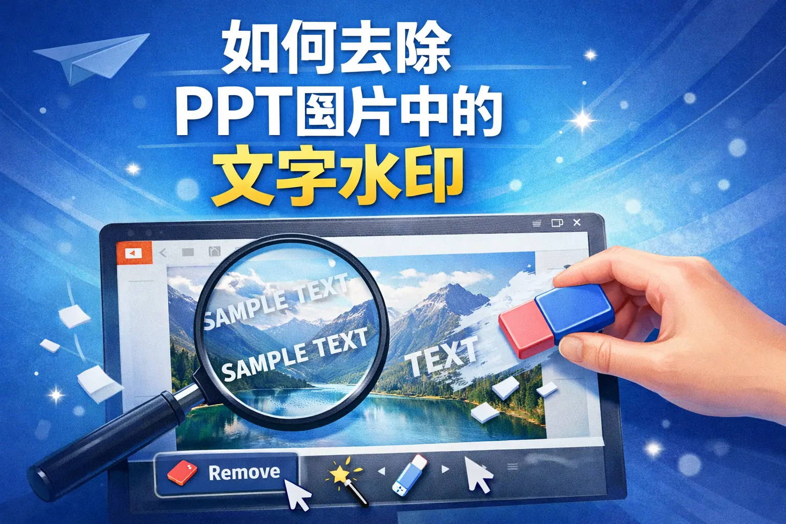 如何去除ppt图片中的文字水印