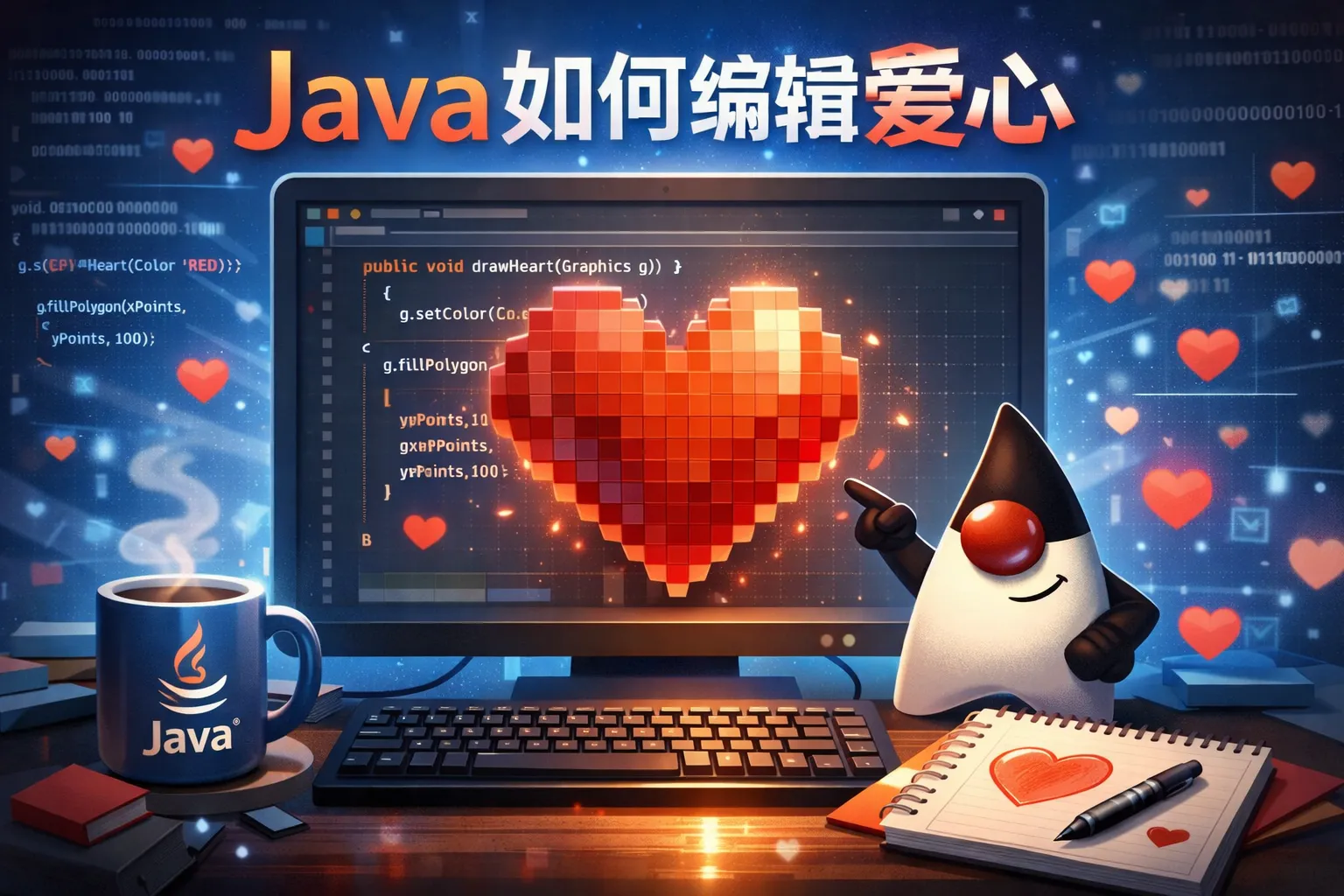 java如何编辑爱心