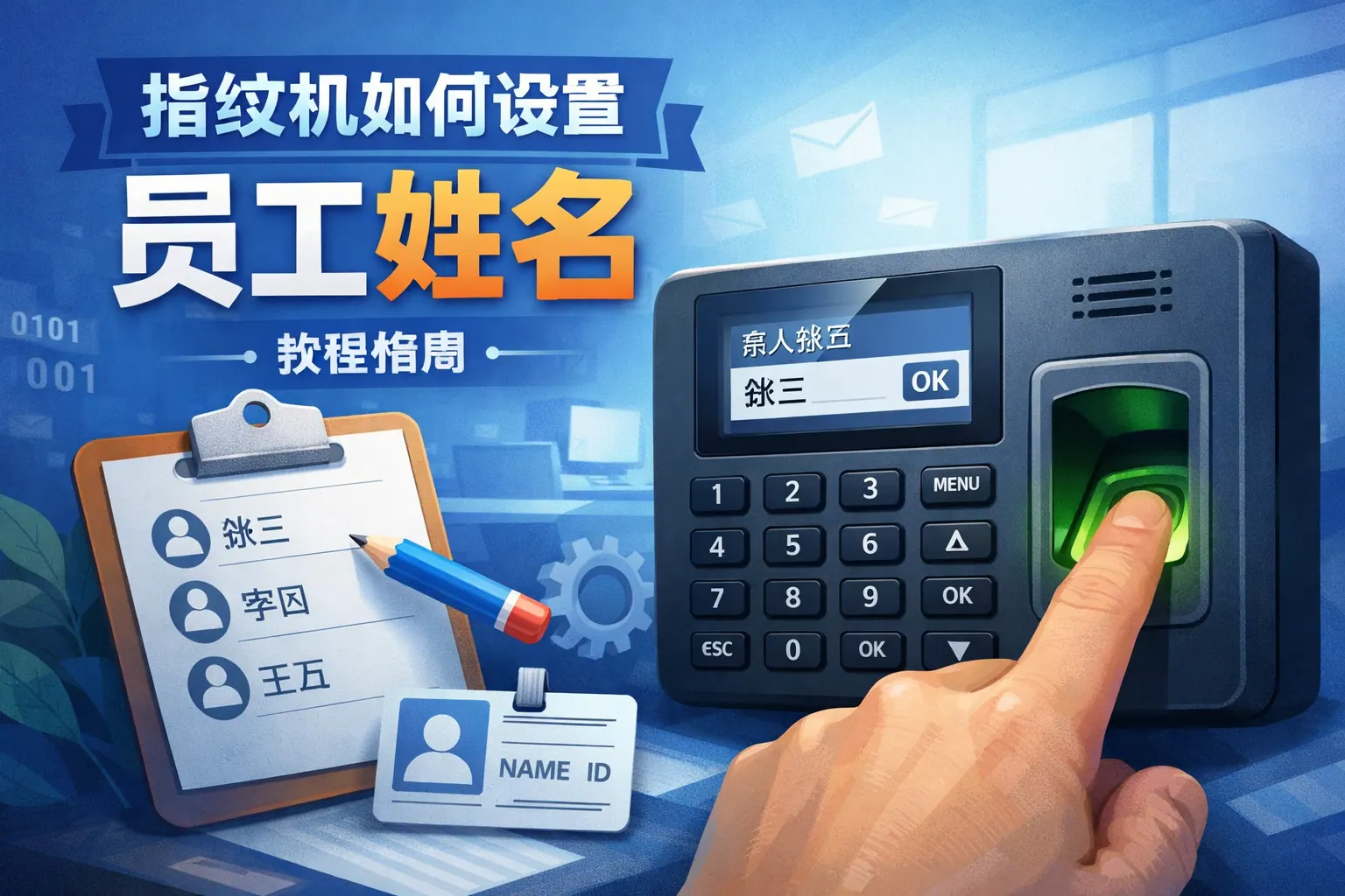 指纹机如何设置员工姓名