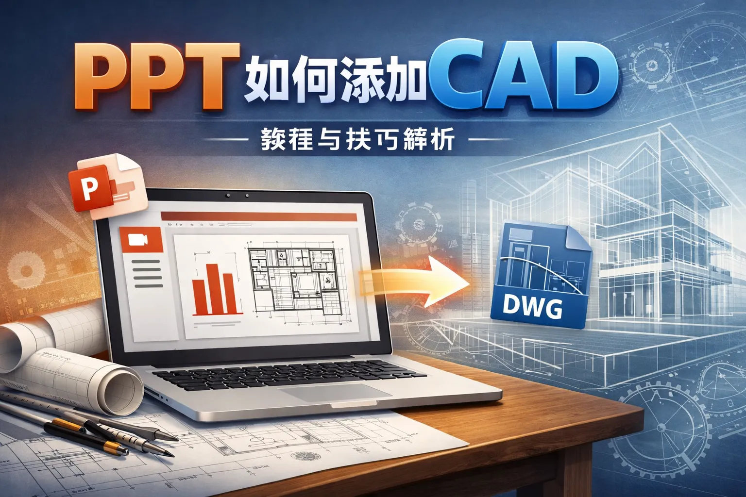 PPT如何添加CAD