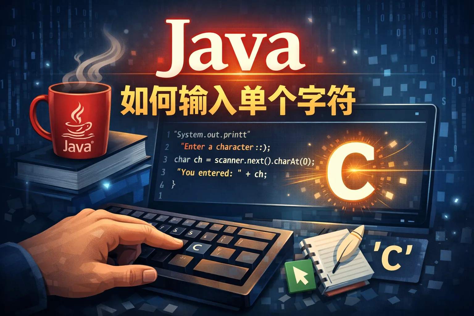 java如何输入单个字符