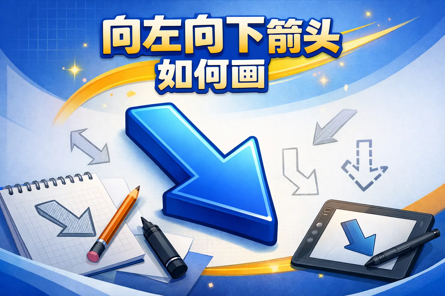 ppt向左向下的箭头如何画