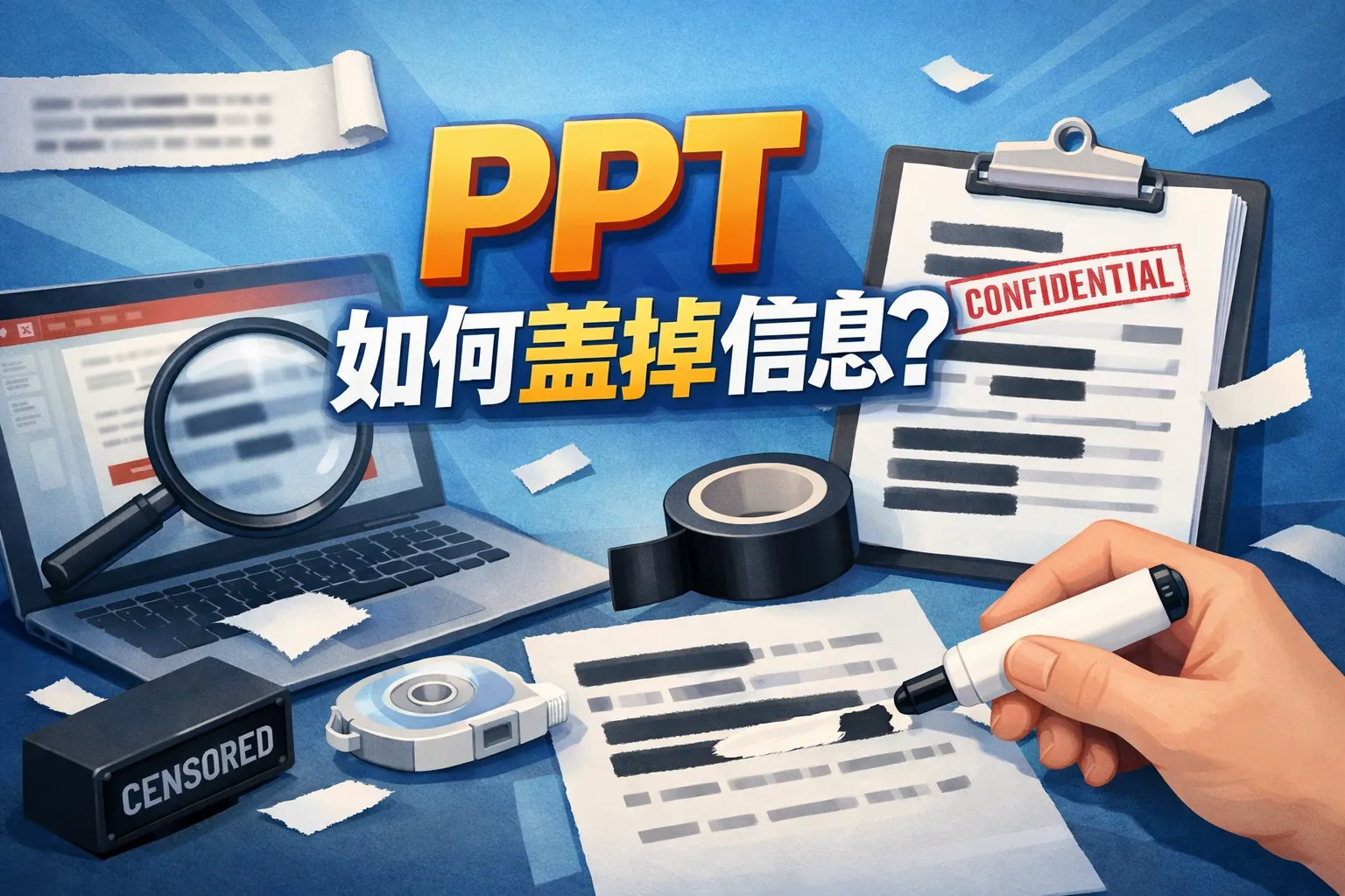 ppt如何盖掉信息