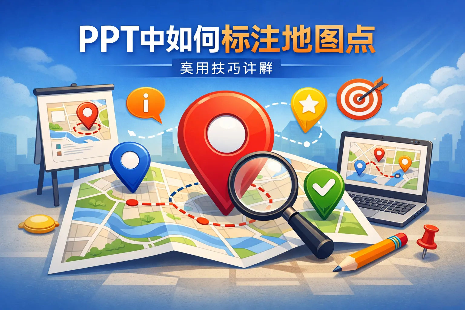 ppt中如何标注地图点