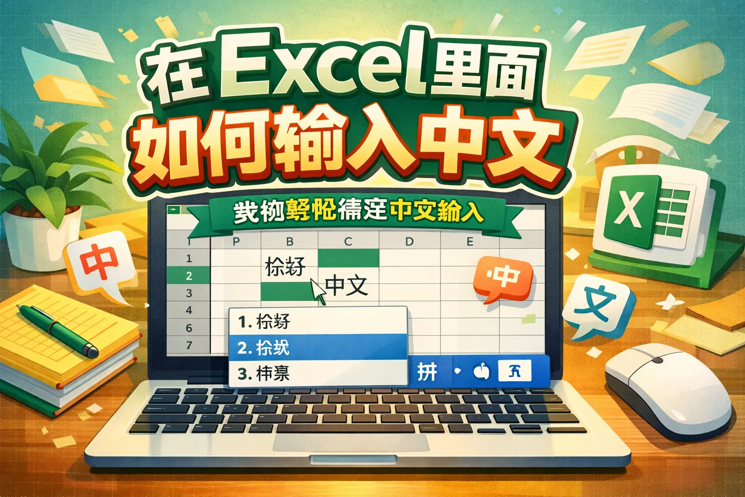 在excel里面如何输入中文
