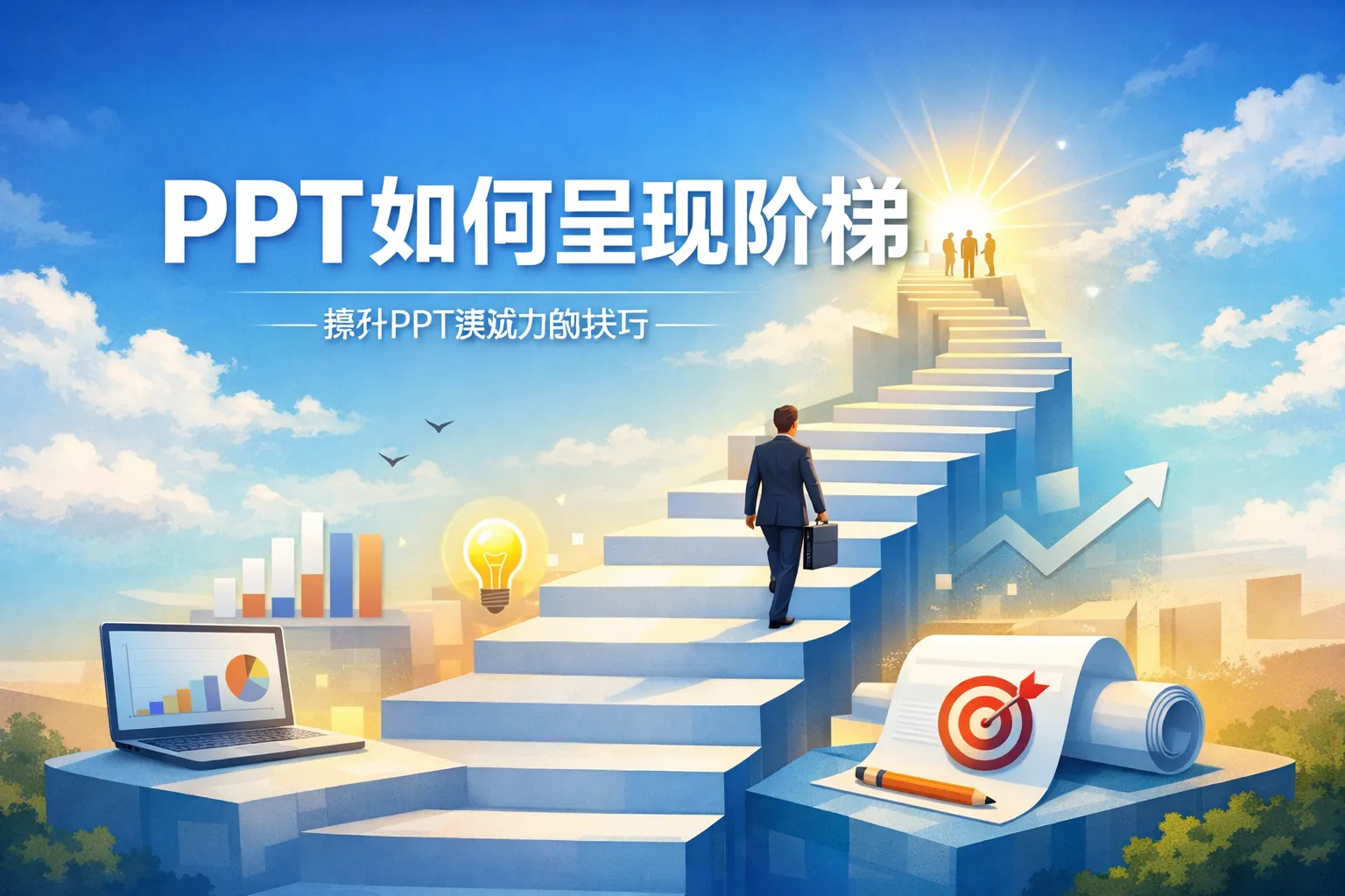 ppt如何呈现阶梯