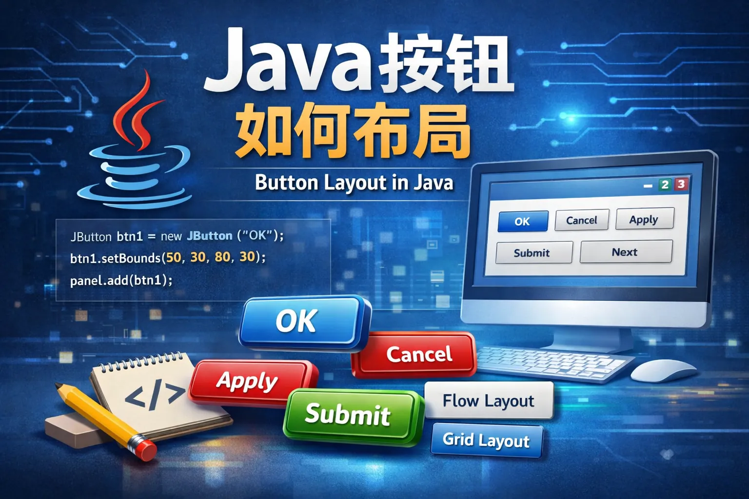 java按钮如何布局