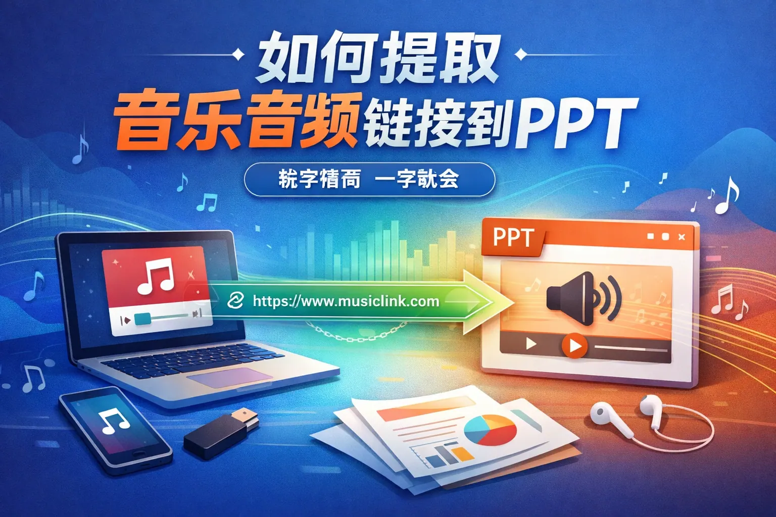 如何提取音乐音频链接到ppt