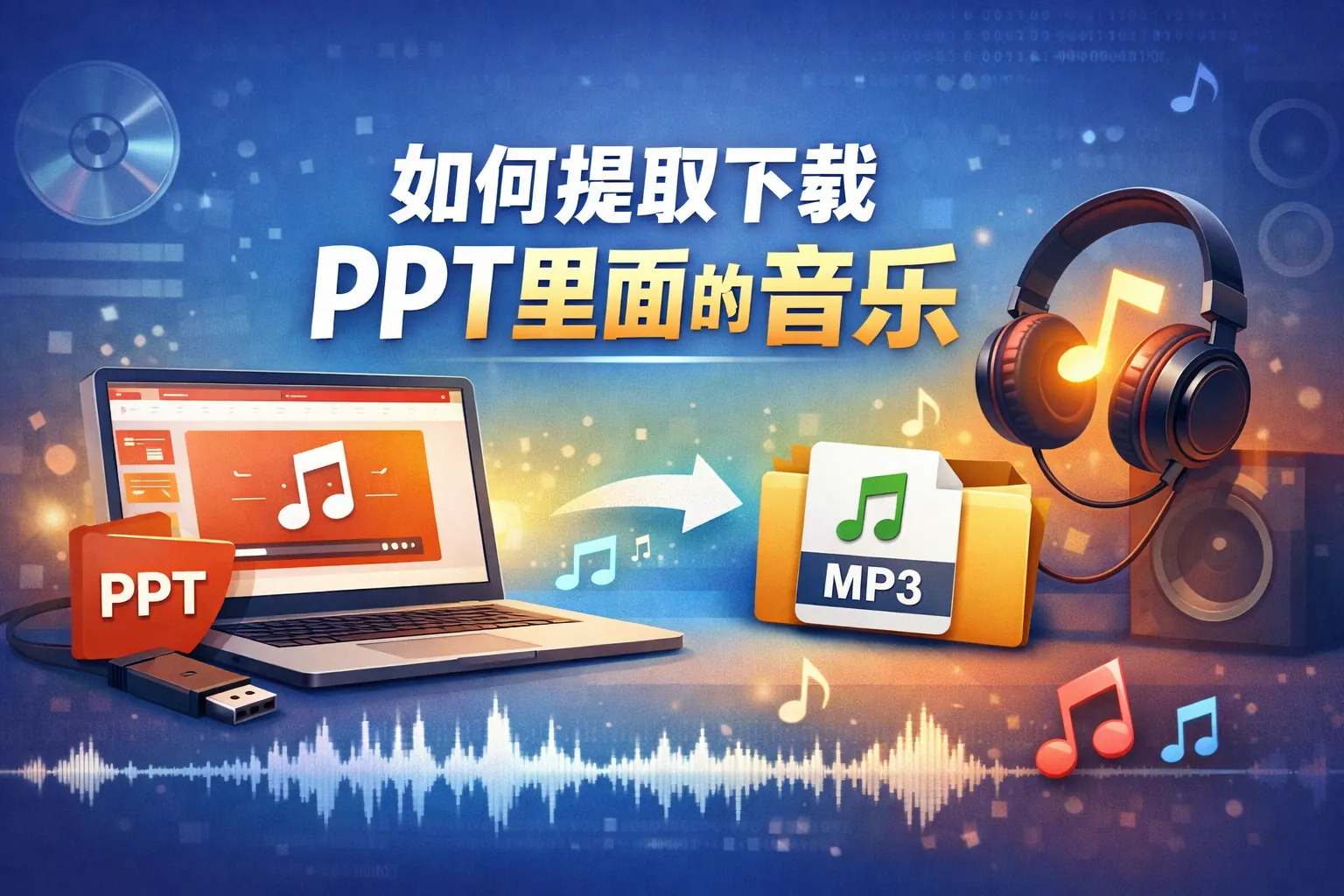 如何提取下载ppt里面的音乐