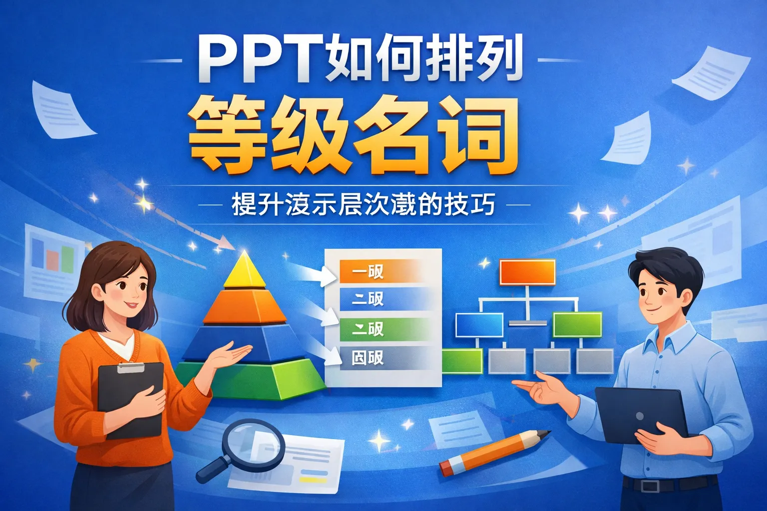 ppt如何排列等级名词