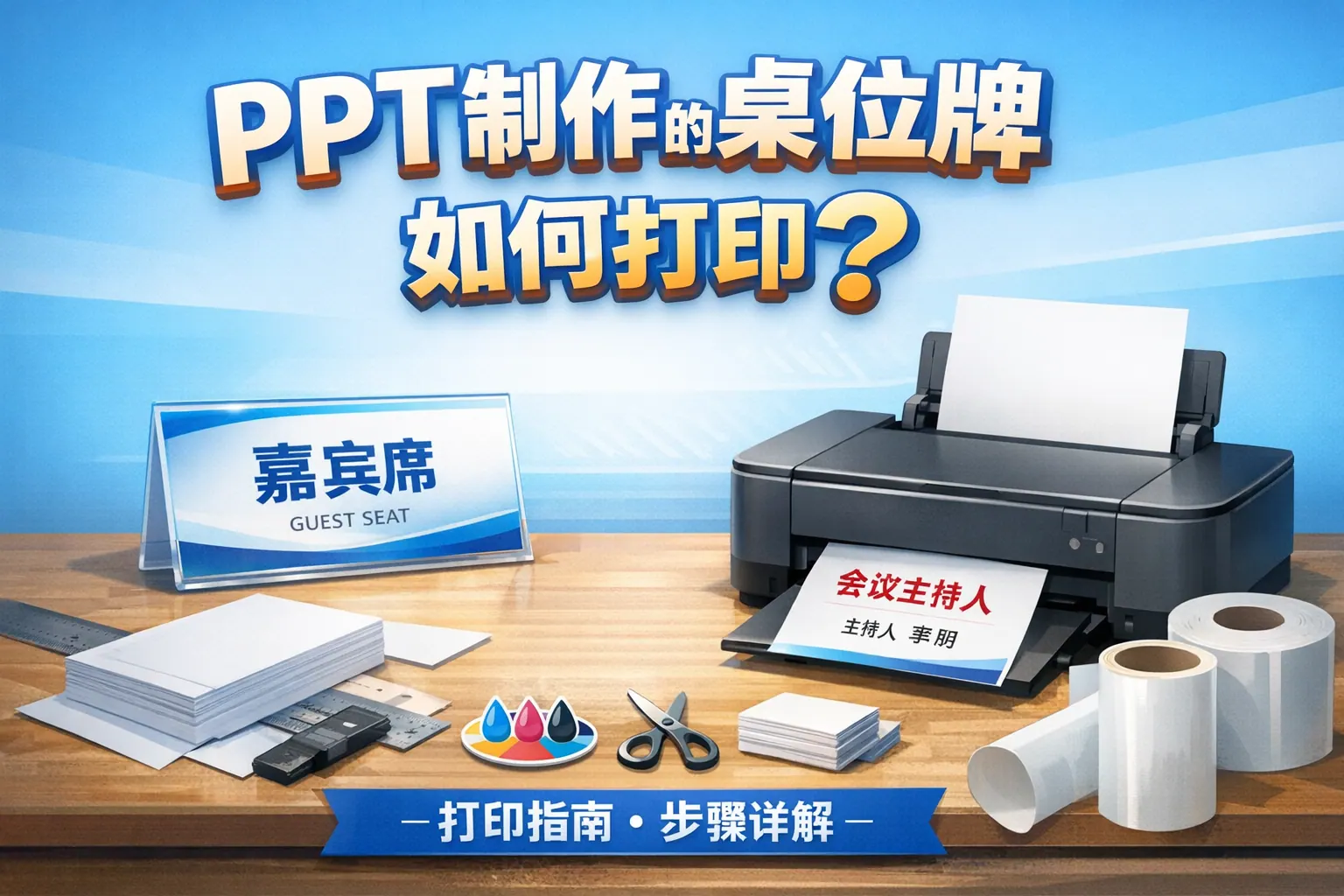 ppt制作的桌位牌如何打印