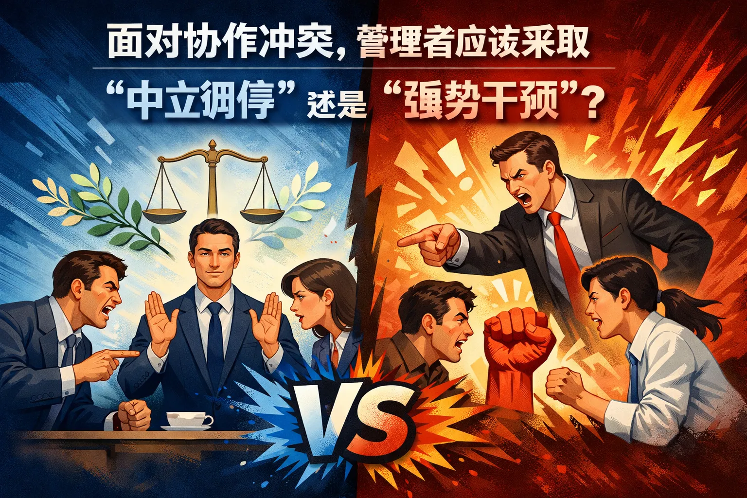面对协作冲突,管理者应该采取“中立调停”还是“强势干预”?