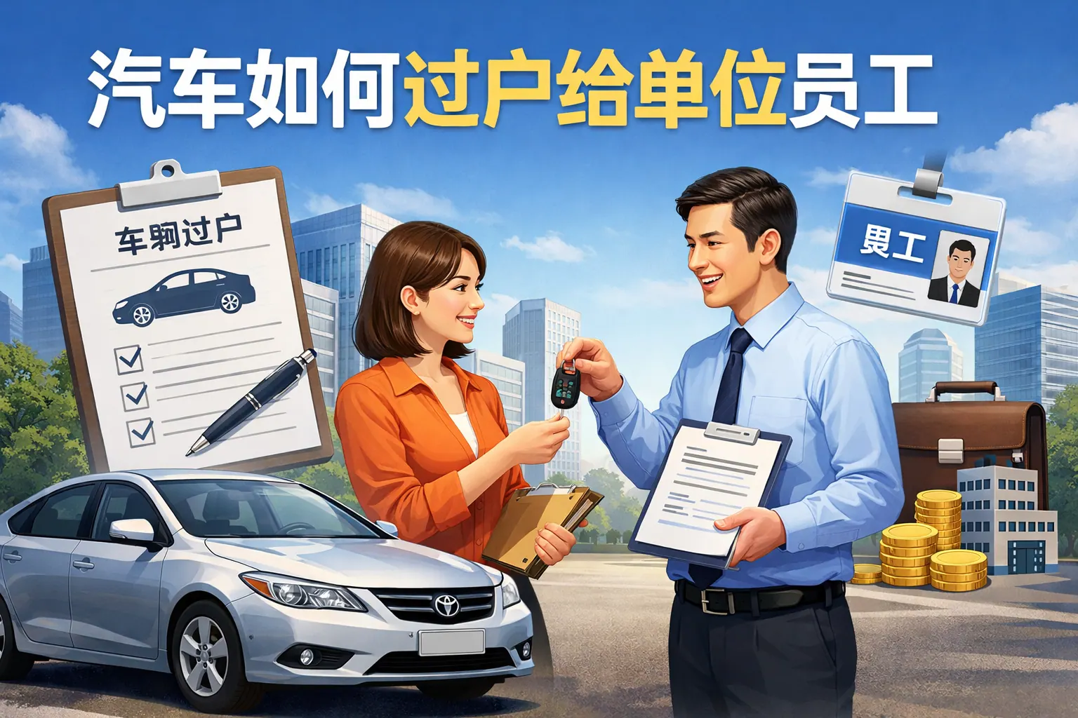 汽车如何过户给单位员工