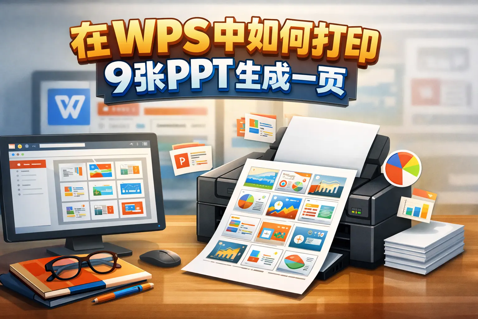 在wps中如何打印9张ppt