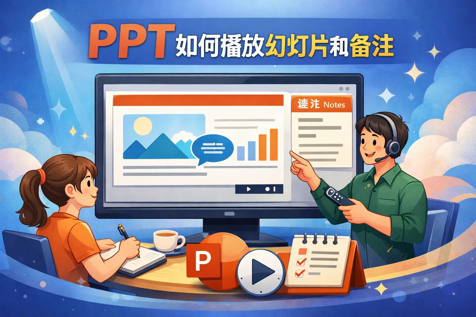 ppt如何播放幻灯片和备注