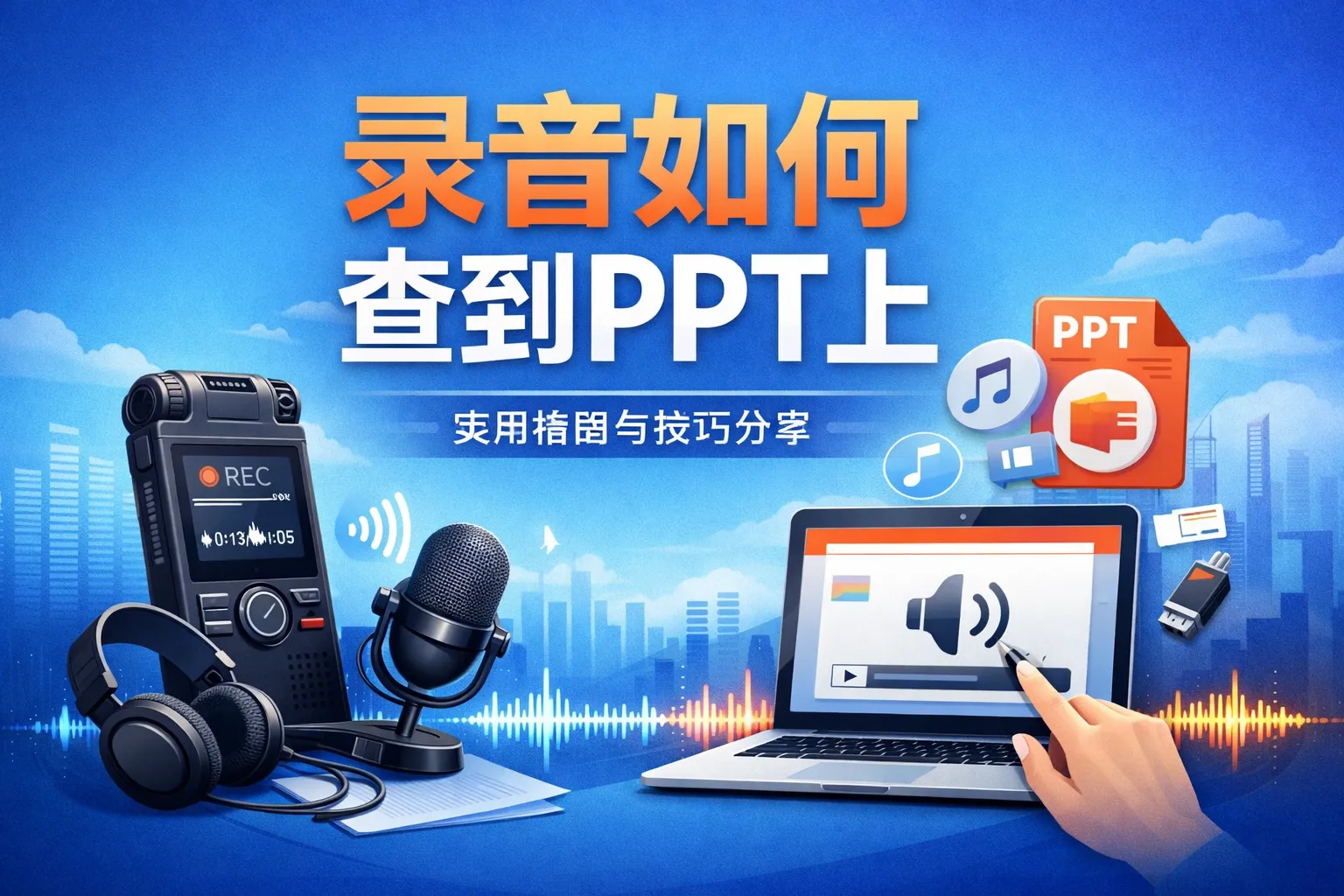 录音如何查到PPT上