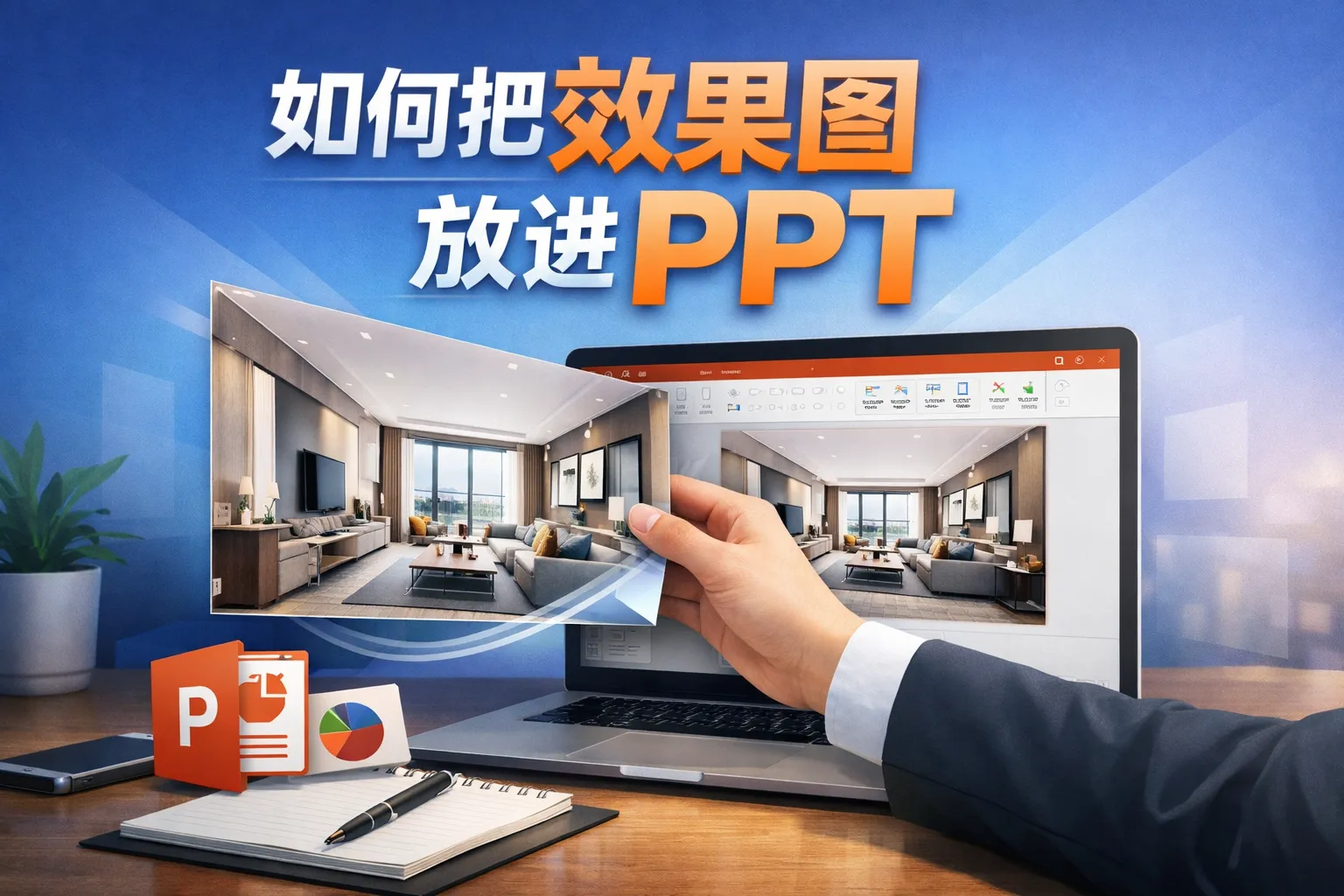 如何把效果图放进ppt