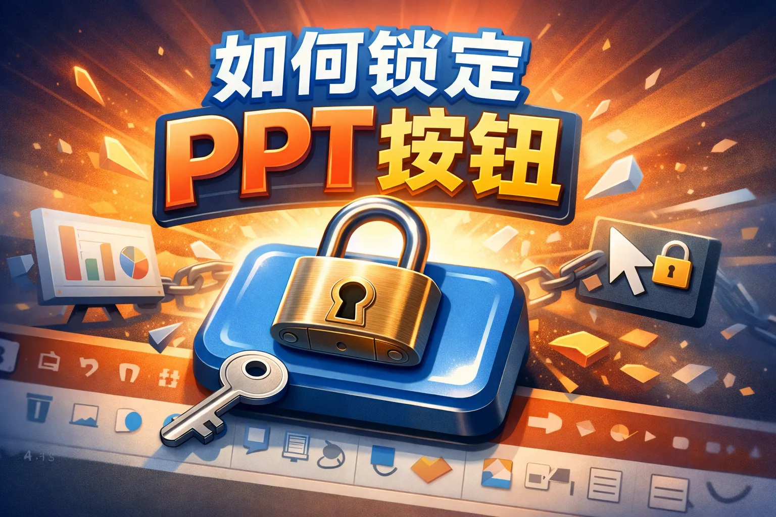 如何锁定ppt按钮