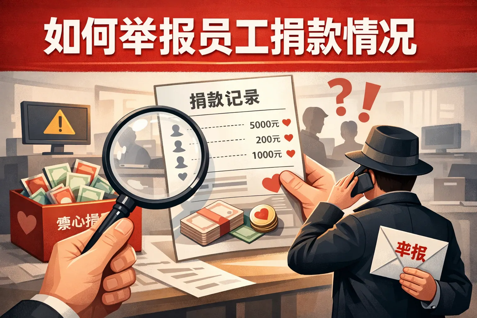 如何举报员工捐款情况
