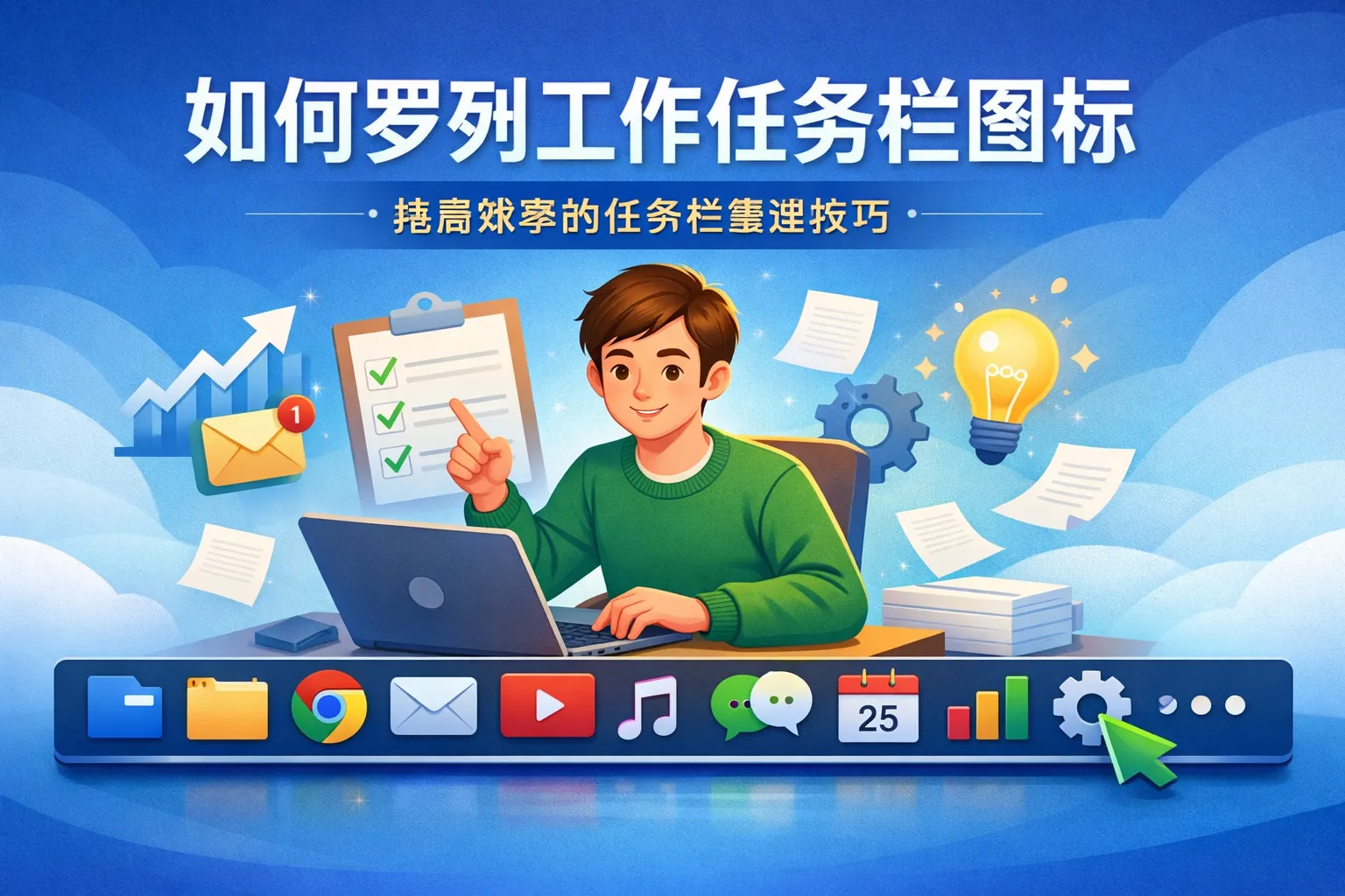 如何罗列工作任务栏图标