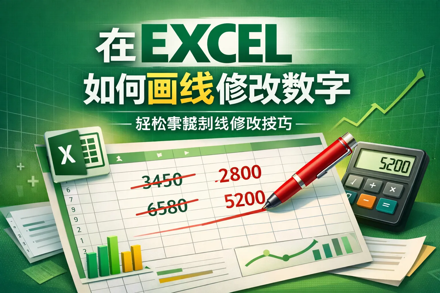 在EXCEL如何画线修改数字