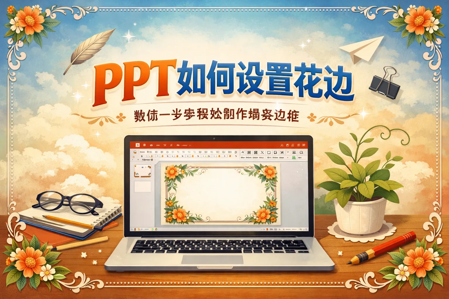 ppt如何设置花边