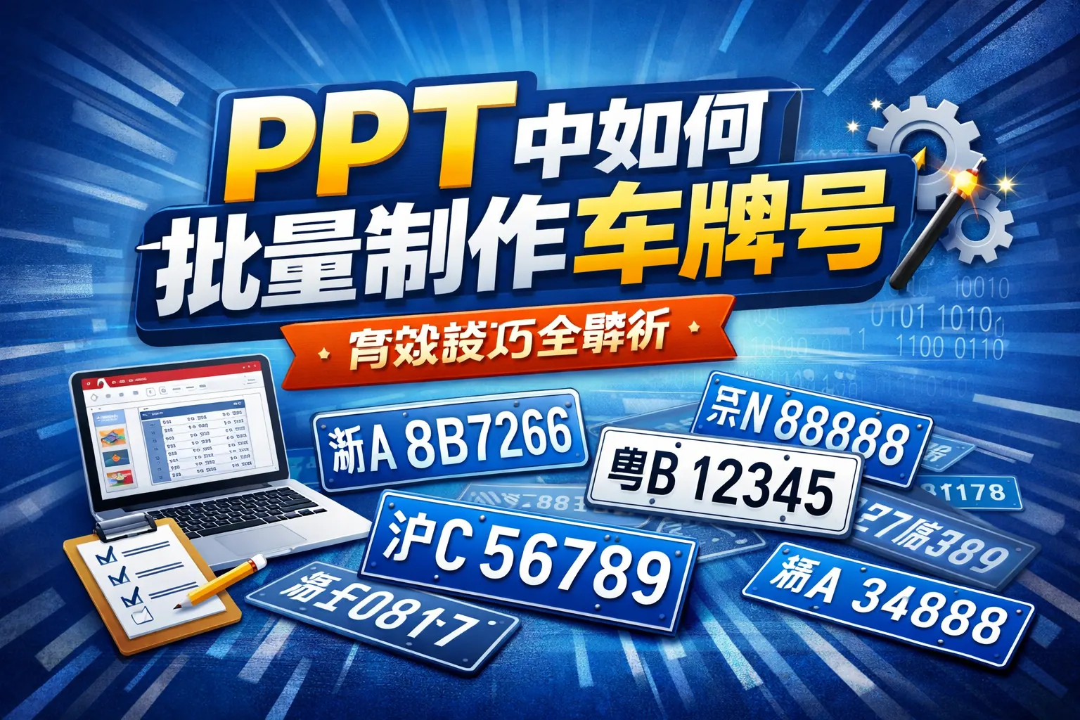 ppt中如何批量制作车牌号