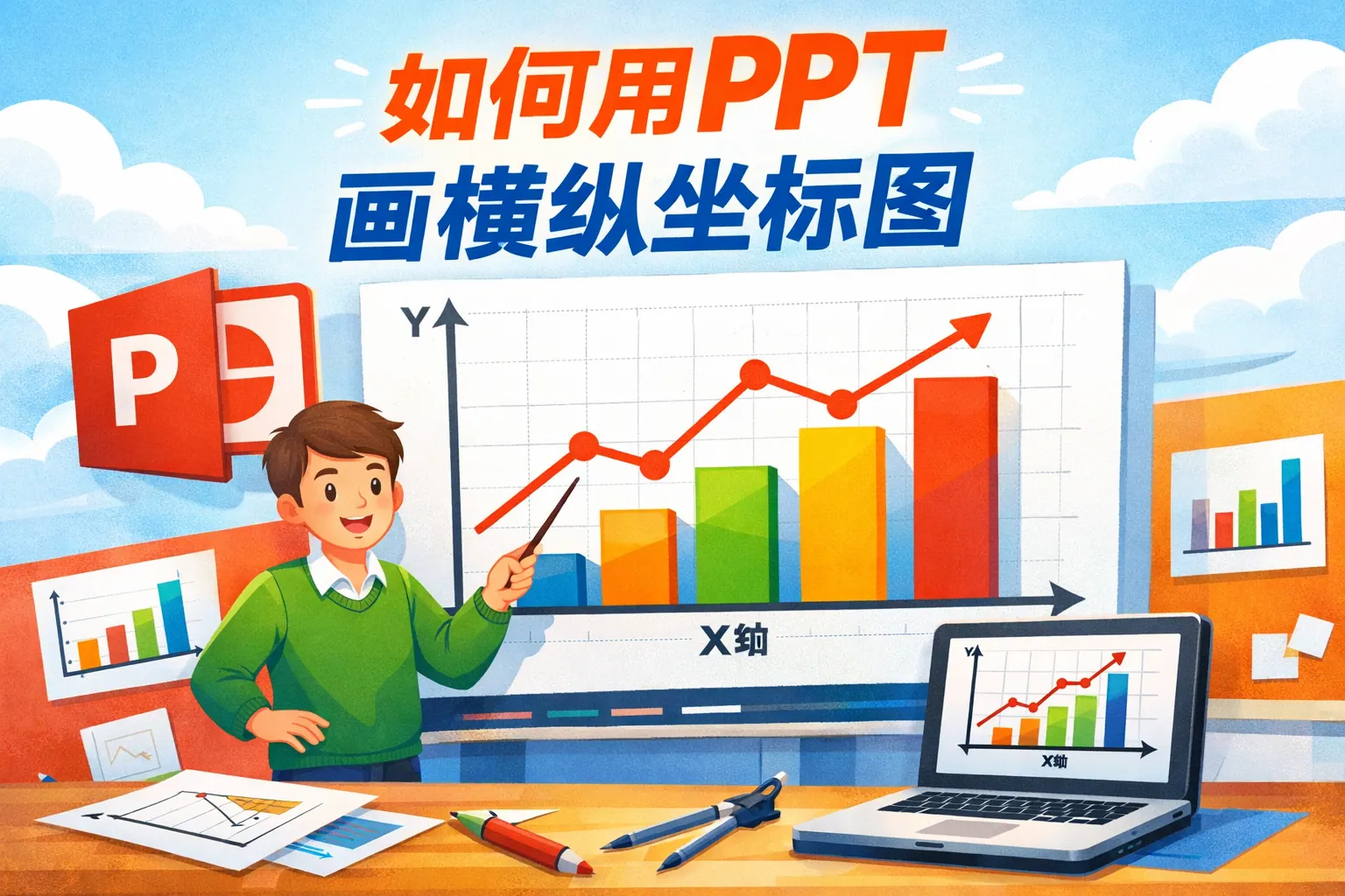 如何用ppt画横纵坐标图