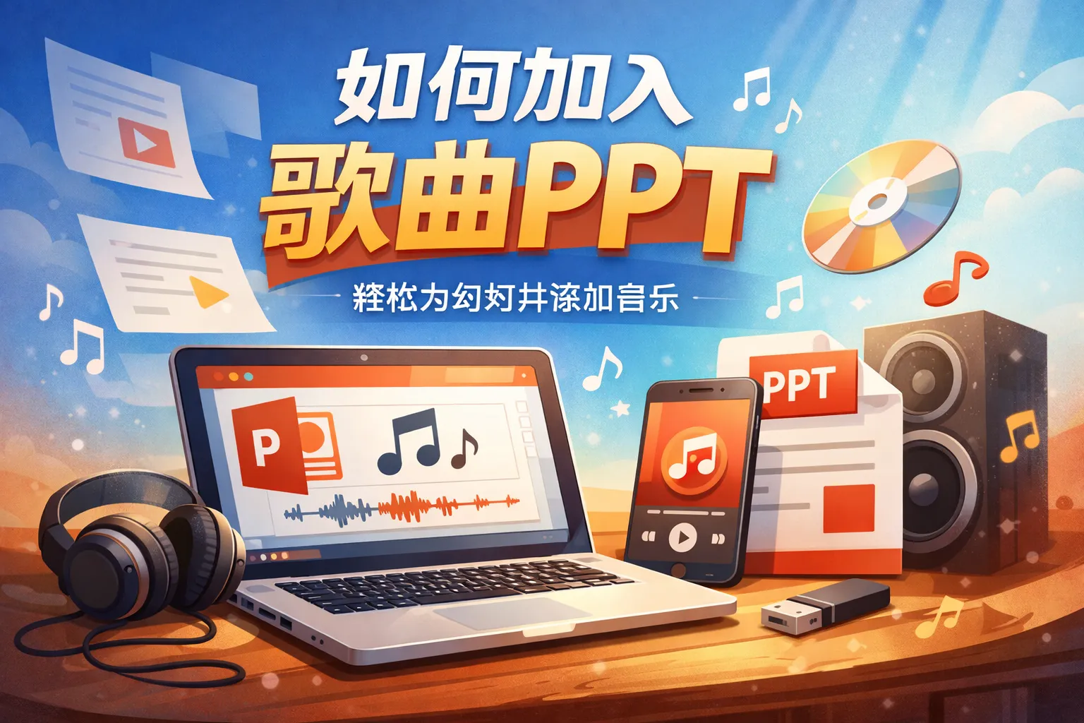 如何加入歌曲ppt