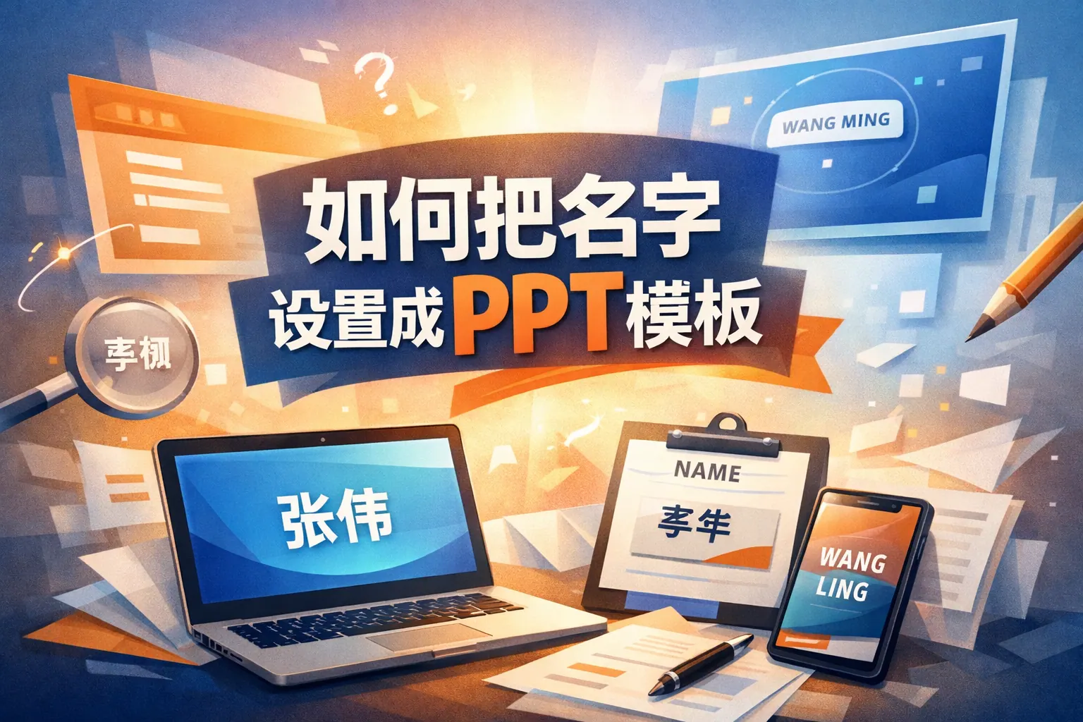 如何把名字设置成ppt模板