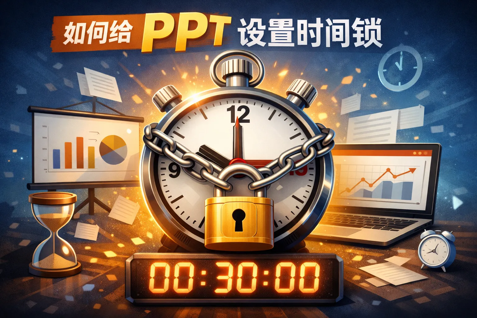 如何给ppt设置时间锁