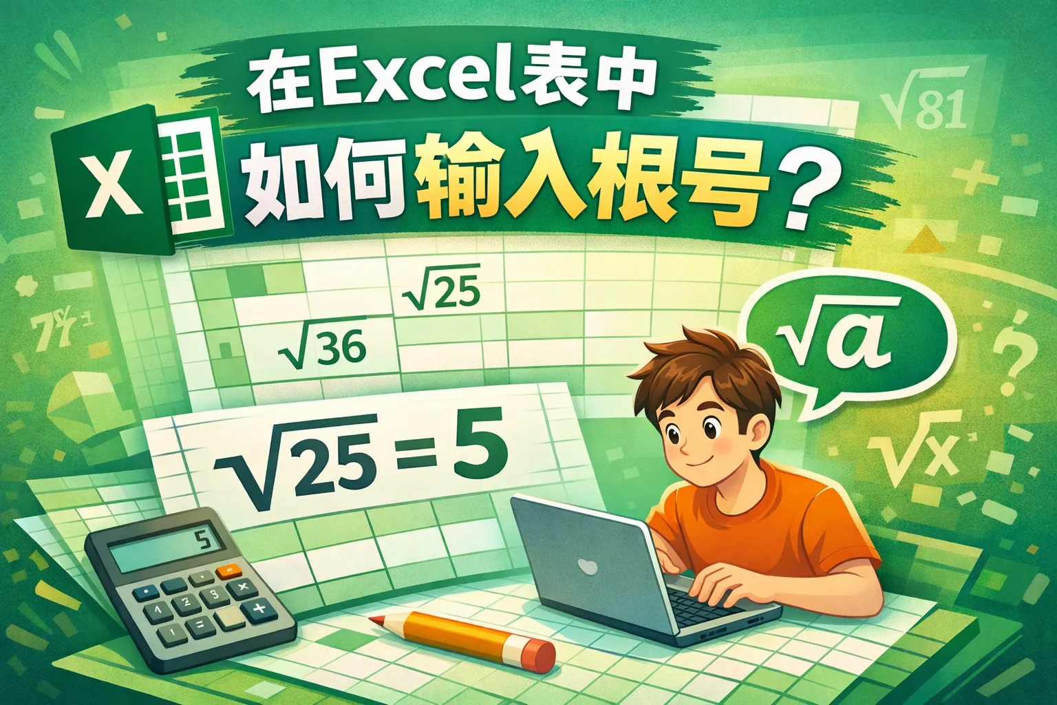 在excel表中如何输入根号