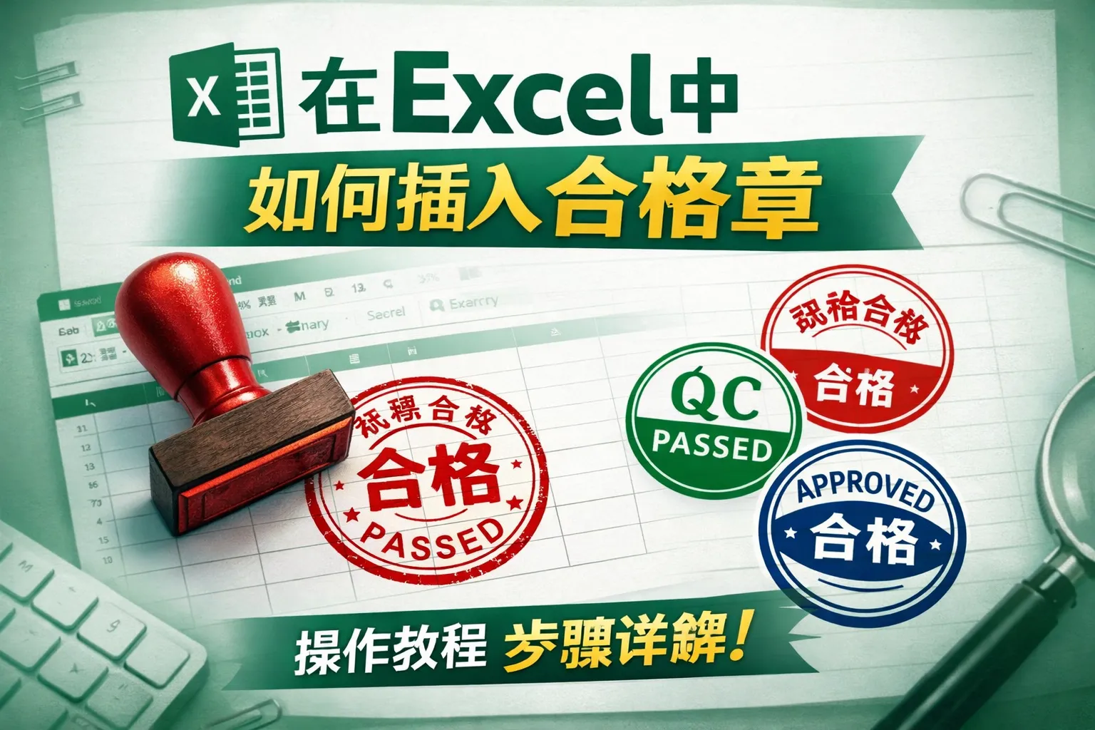 在excel中如何插入合格章