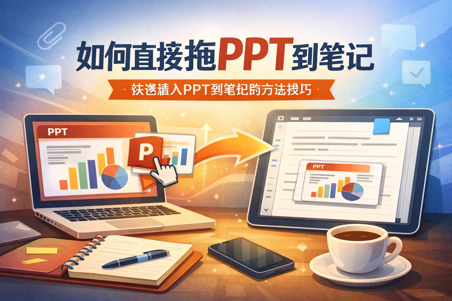 如何直接拖PPT到笔记