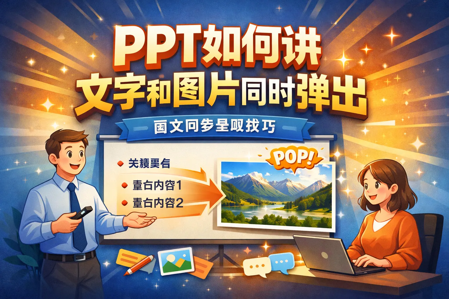 ppt如何讲文字和图片同时弹出