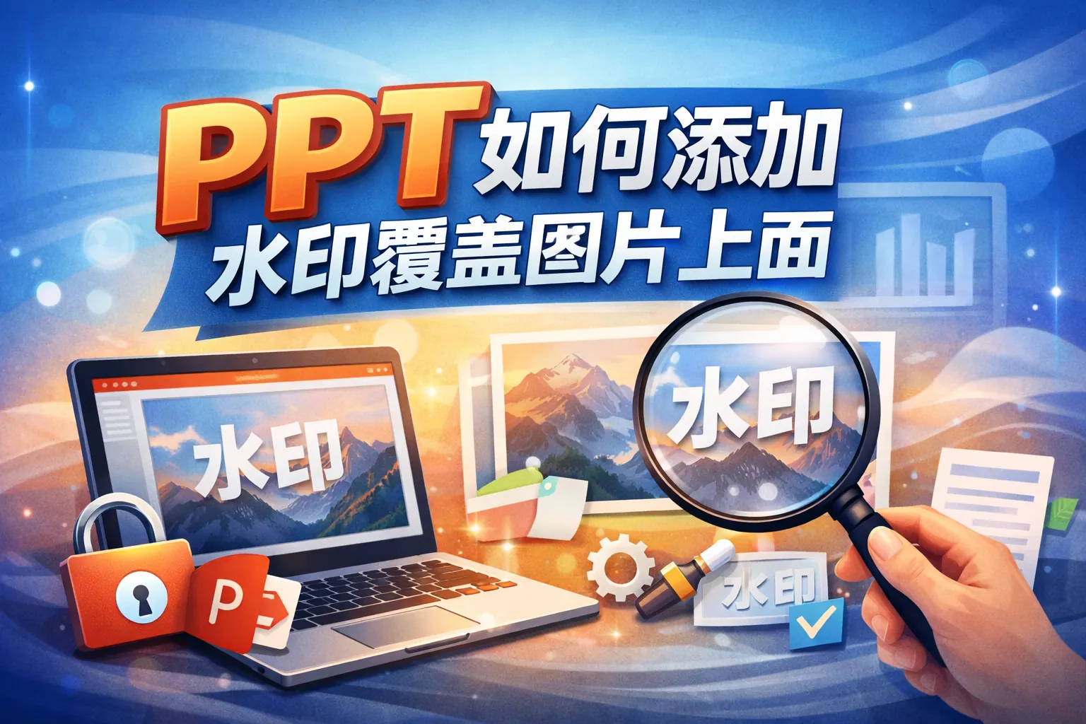 ppt如何添加水印覆盖图片上面