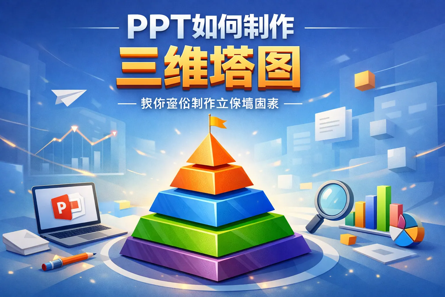 ppt如何制作三维塔图