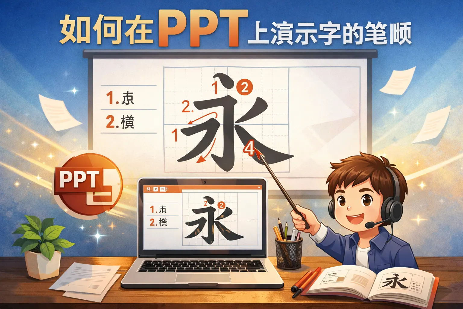 如何在ppt上演示字的笔顺