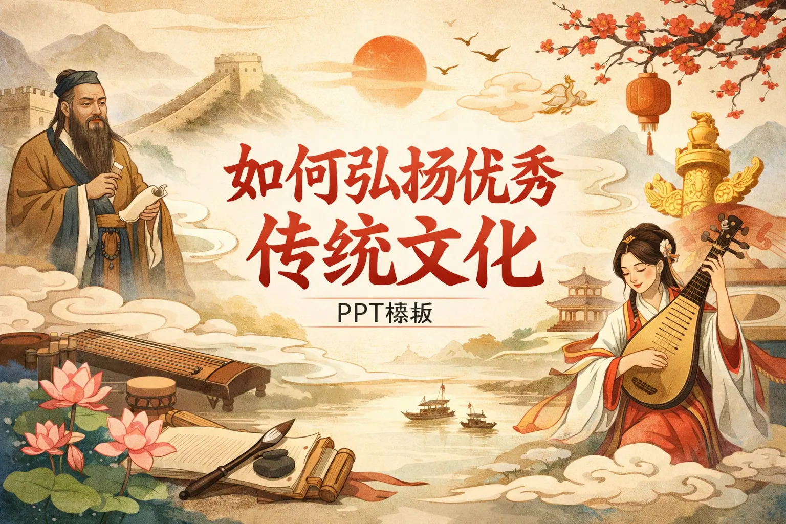 如何弘扬优秀传统文化ppt模板