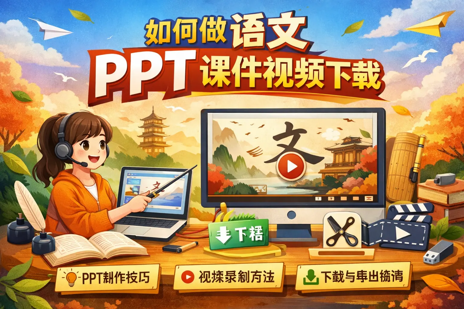 如何做语文ppt课件视频下载