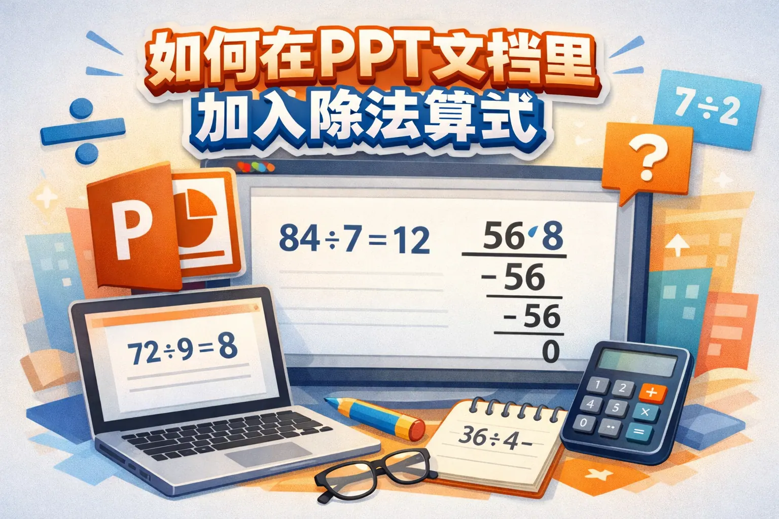 如何在ppt文档里加入除法算式