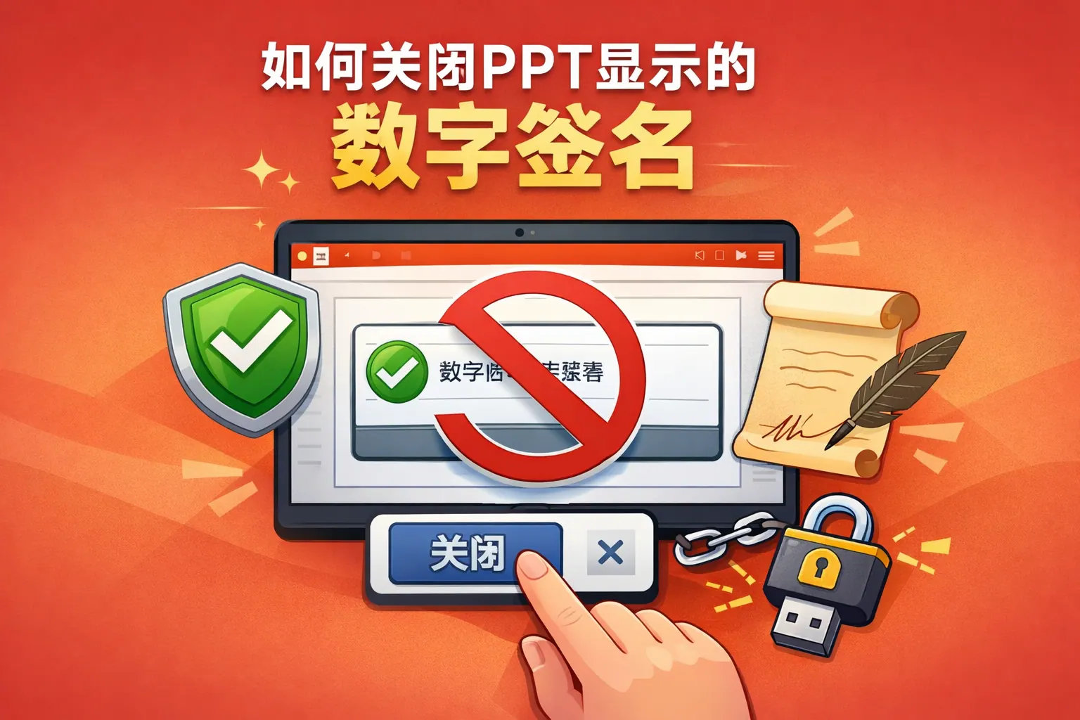 如何关闭ppt显示的数字签名