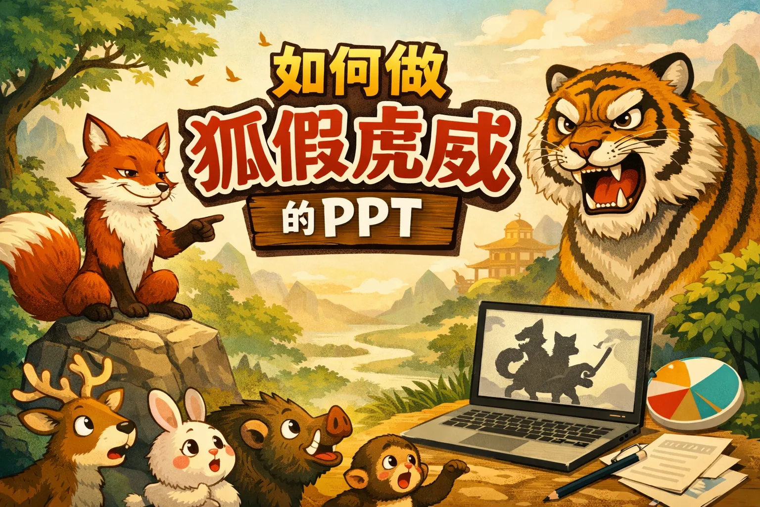 如何做狐假虎威的ppt