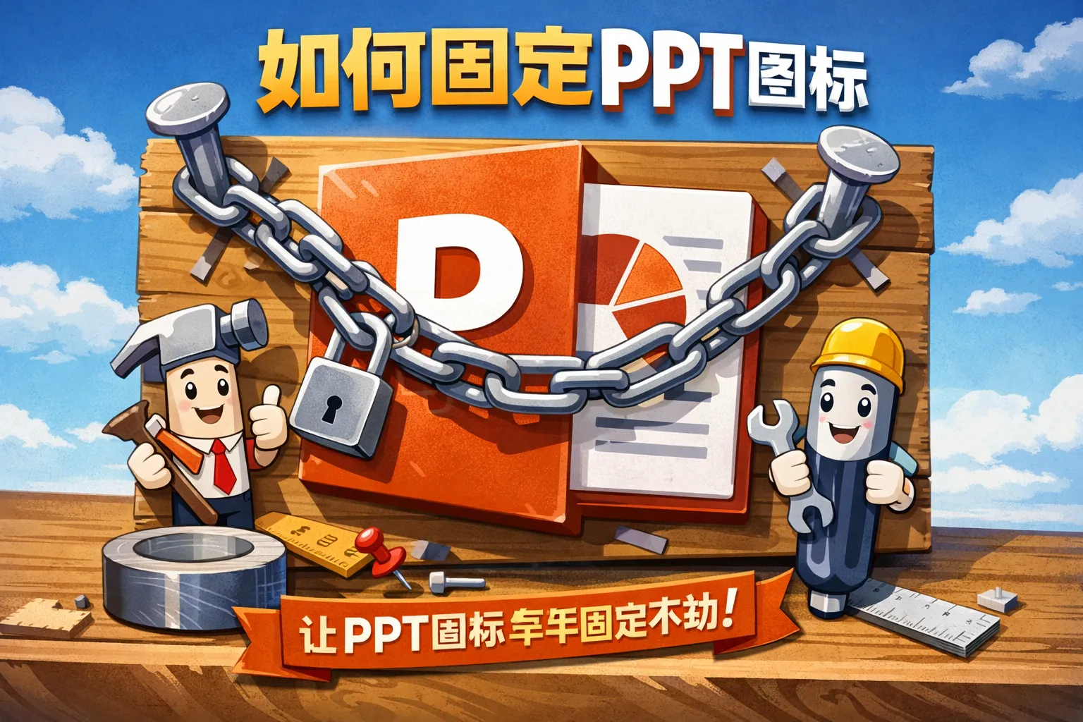 如何固定ppt图标