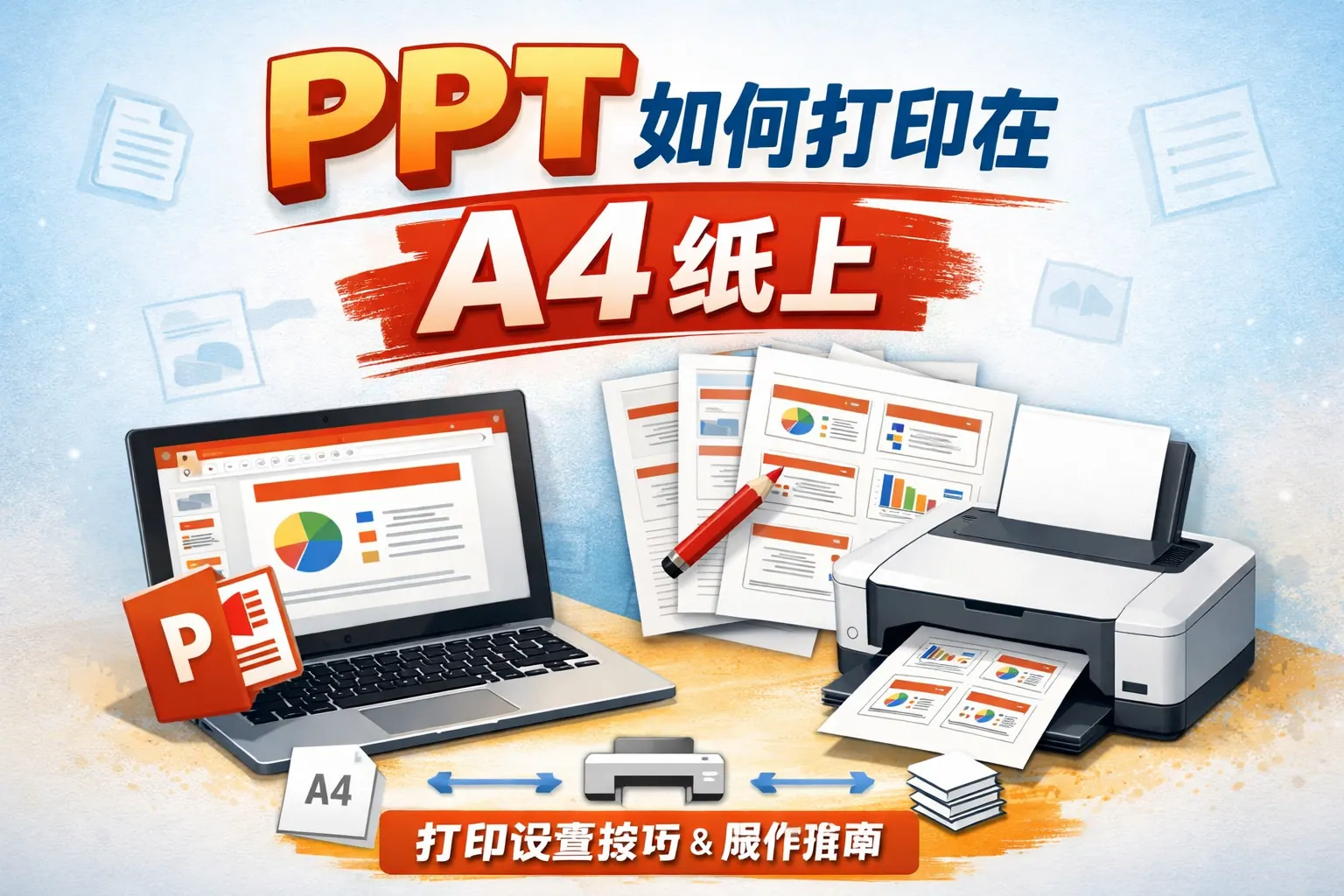 ppt如何打印在a4 纸上
